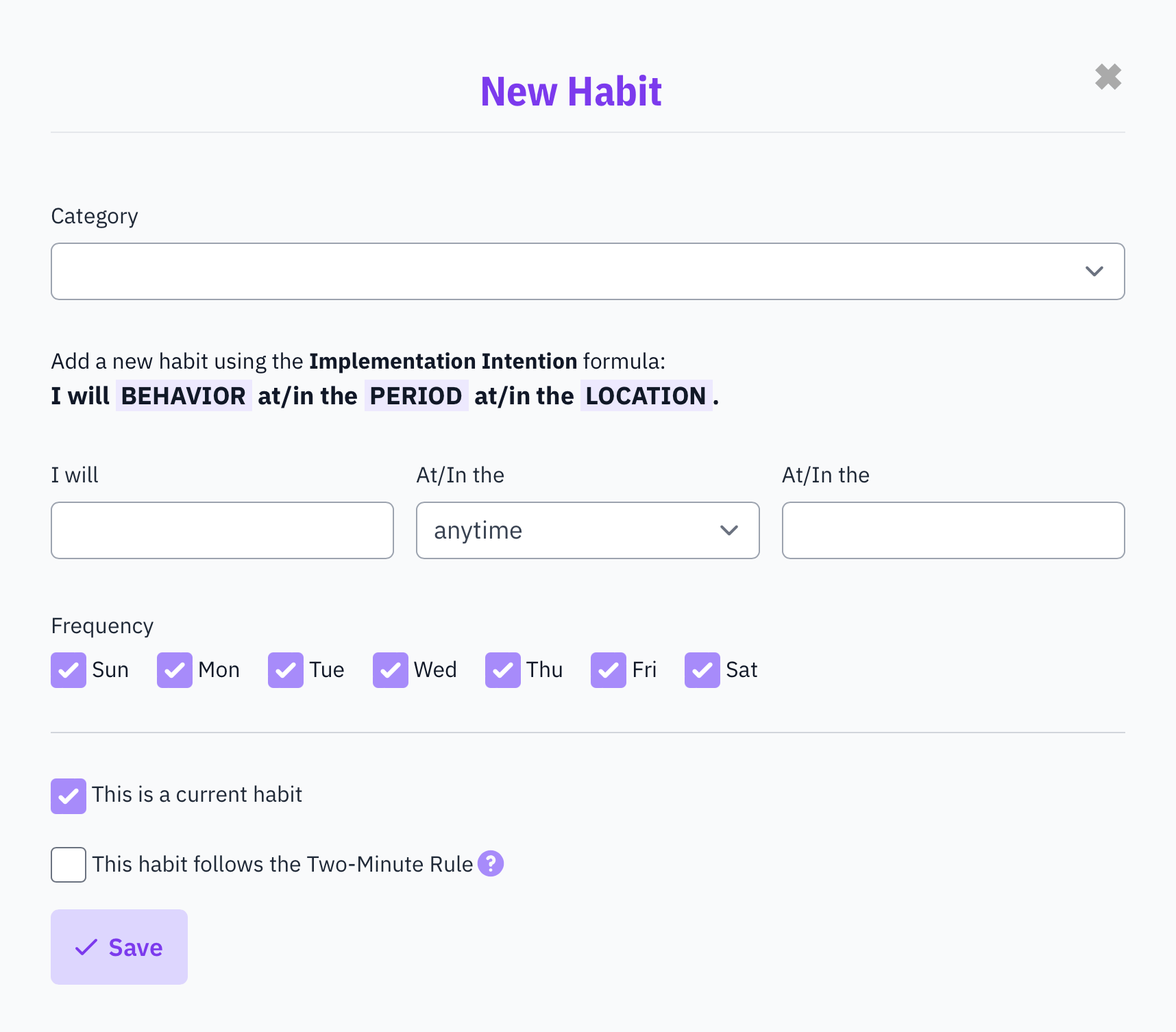 New Habit Screenshot